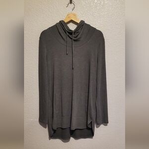 J Jill Pure Jill Luxe Tercel Gray Cowel Neck Pull Over Long Sleeve Tunic